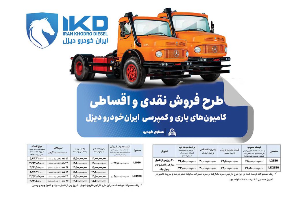 به گزارش حاشیه سود به نقل از ایکوپرس- در طرح فروش کامیون‌های مدل‌های L۲۶۳۰ و LK۲۶۳۰، L۱۹۳۰,Lk۱۹۳۰ محصولات با قیمت قطعی و همراه با تخفیف ویژه و شرایط پرداخت مرحله‌ای عرضه می‌شوند.